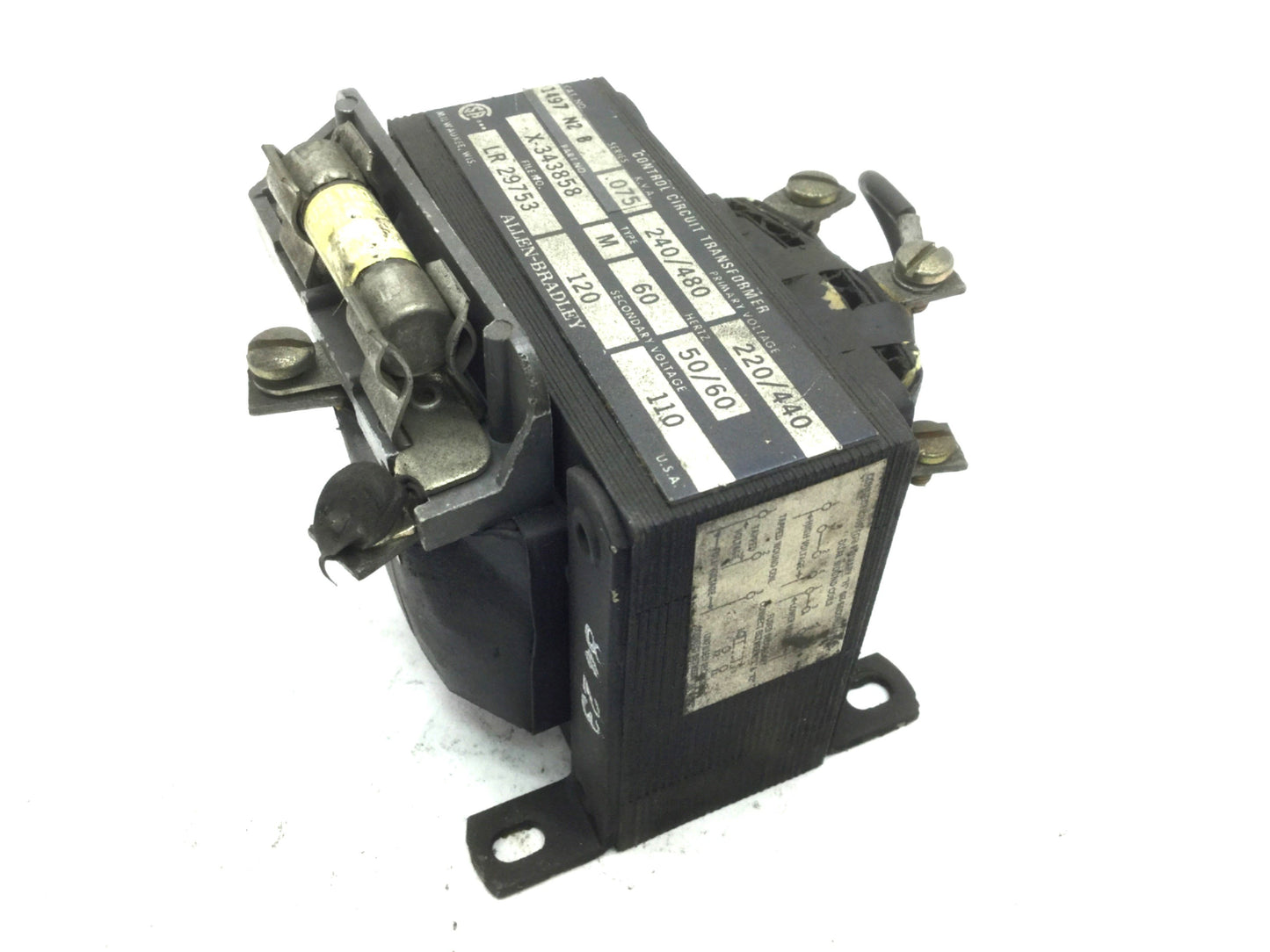 Used Allen Bradley 1497-N2-B Control Circuit Transformer Prim 240/480 Sec 120 110