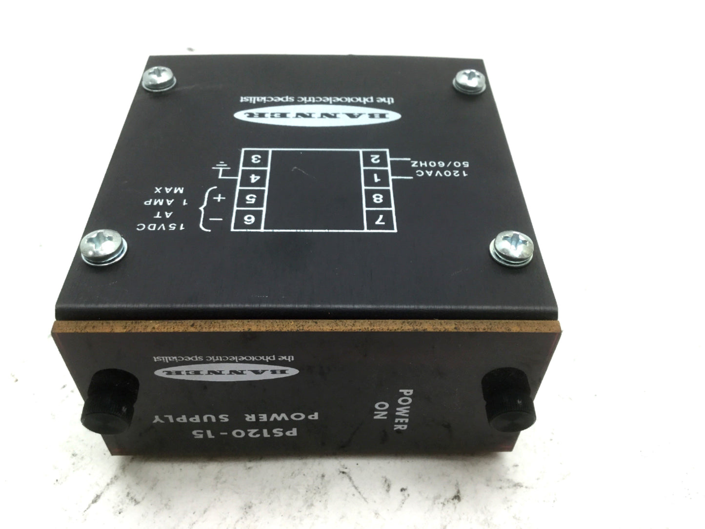 Used Banner PS120-15 Sensor Power Supply 18775, 120VAC IN, 15VDC OUT, 8-Pin Octal