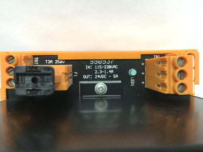 Used Weidmuller 990937 DIN Rail Mount Power Supply 115-230VAC In, 24VDC 5A Out 120W