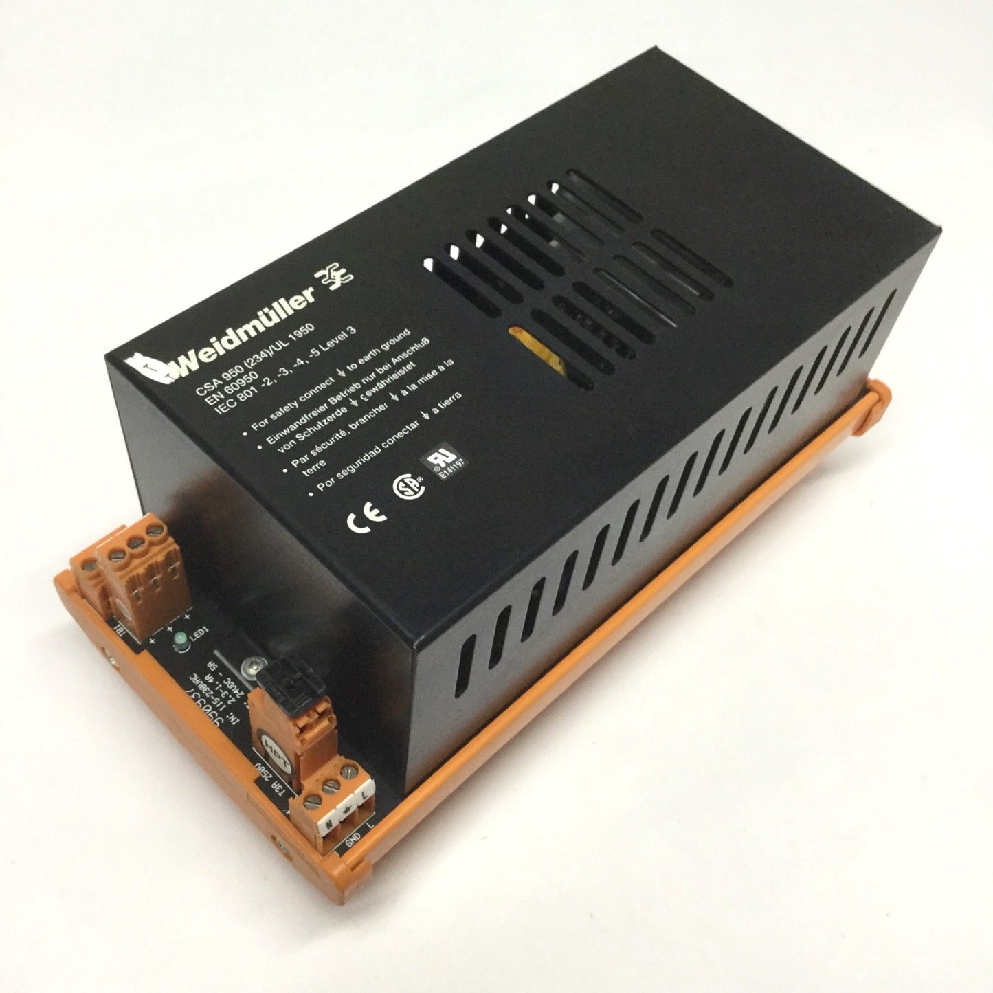 Used Weidmuller 990937 DIN Rail Mount Power Supply 115-230VAC In, 24VDC 5A Out 120W