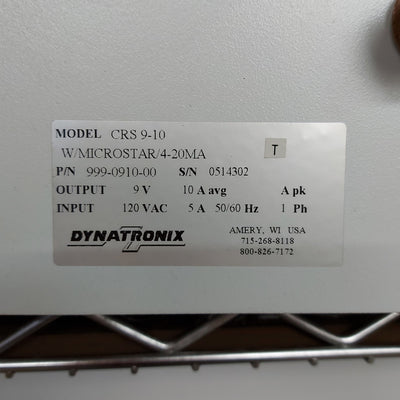 Used Dynatronix CRS9-10 DC Power Supply Out: 0-9VDC 0-10A In: 120VAC *Broken Switch*