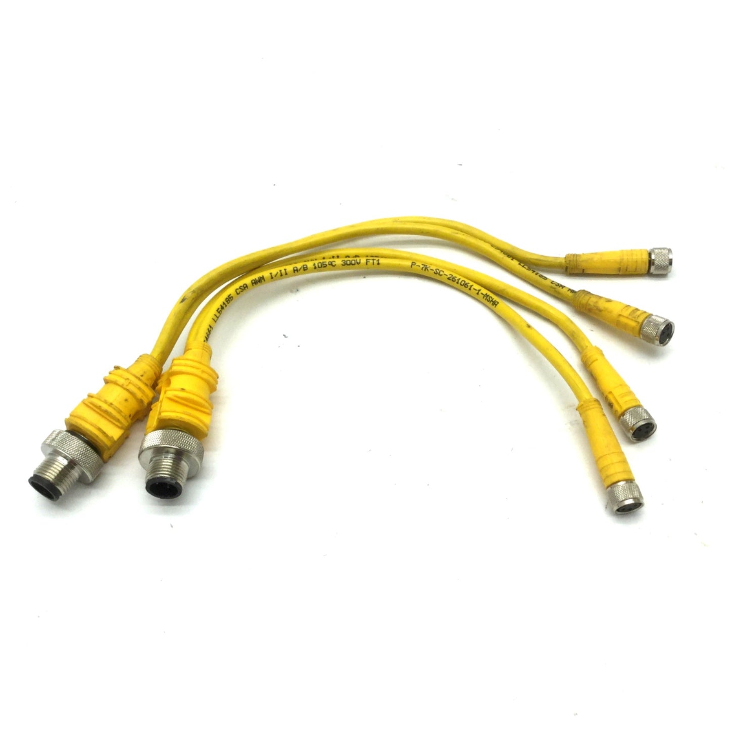 Used Lot of 2 Turck VBRS 4-2PKG 3M-0.2/0.2/S651 Cable Splitter M12 4-Pin to M8 3-Pin