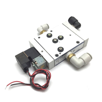 Used Convum CVA-15HS 24AL Vacuum Solenoid Valve, 3-Way, Coil: 24VDC, 1/4" 3/8"