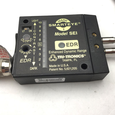 Used Tri-Tronics Model SEI SmartEye Mark II Photo Sensor, 12-24VDC, 2x F-P-36 Cables