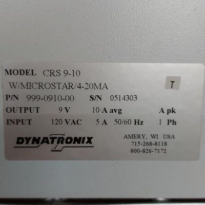 Used Dynatronix CRS9-10 DC Power Supply Out: 0-9VDC 0-10A In: 120VAC *Loud Fan*