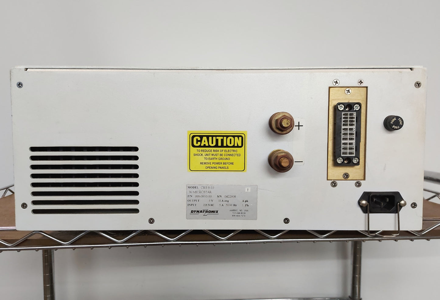 Used Dynatronix CRS9-10 DC Power Supply 0-9V 0-10A, 120VAC w/RTC, ATC, Microstar, ANL