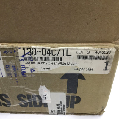 New – Open box Eagle Picher 130-04C/TL Clear Wide Mouth Tall Glass Jar, Case of 24, 120mL 4oz