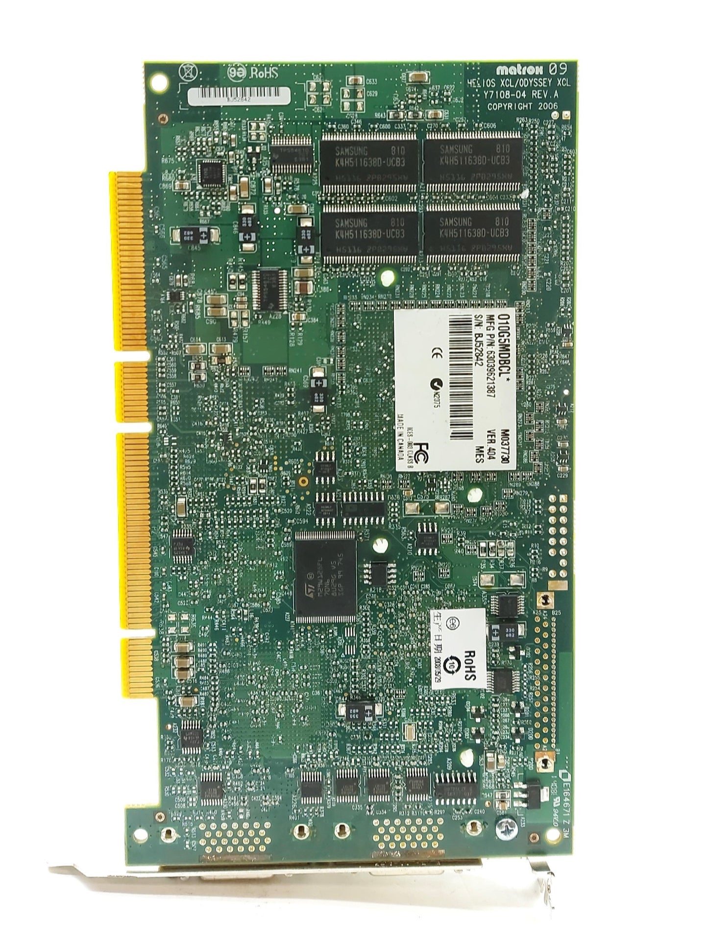 Used Matrox O10G5MDBCL Odyssey XCL Frame Grabber Card PCI-X, 1GHz, 512MB DDR, 2x CL