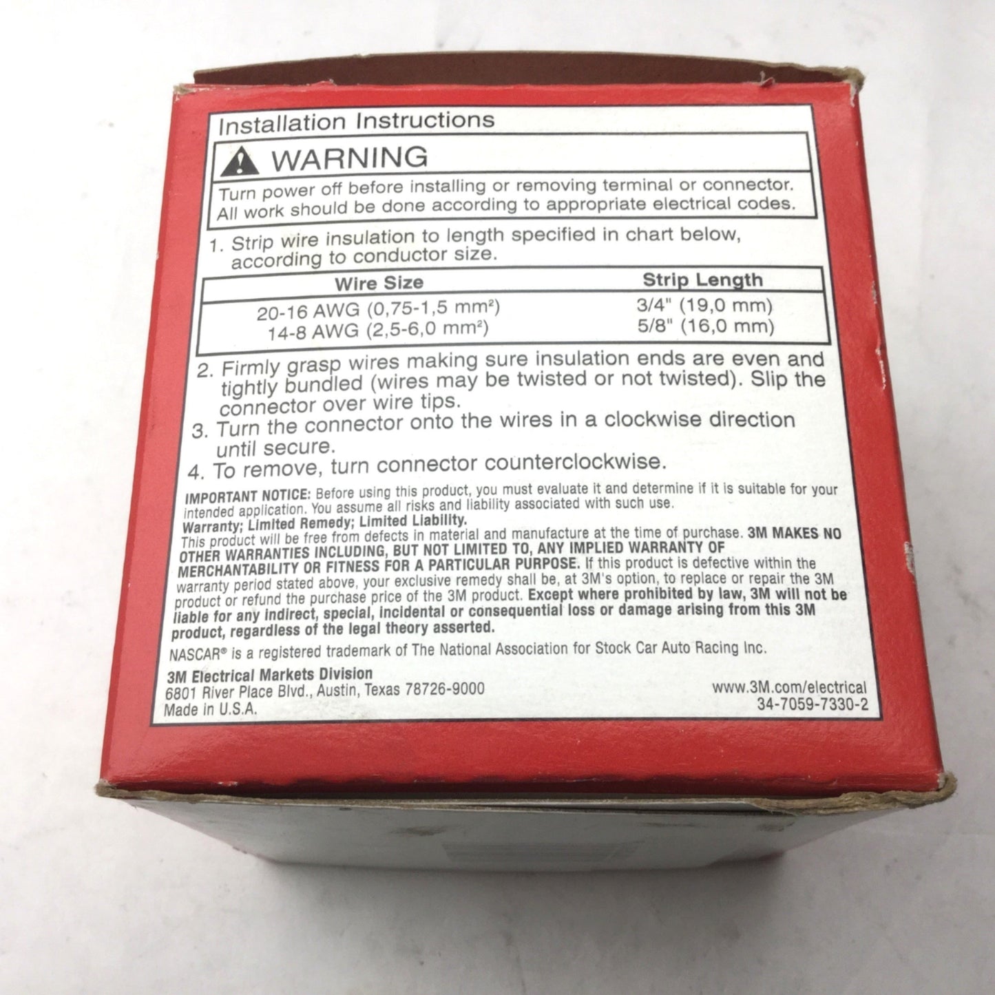 New – Open box 3M 512 Electrical Spring Connectors, 100 Insulated Twist-on Wire Cone