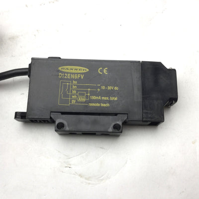 Used Banner D12EN6FV Fiber Optic Sensor, Output: NPN, Supply Voltage: 10-30VDC