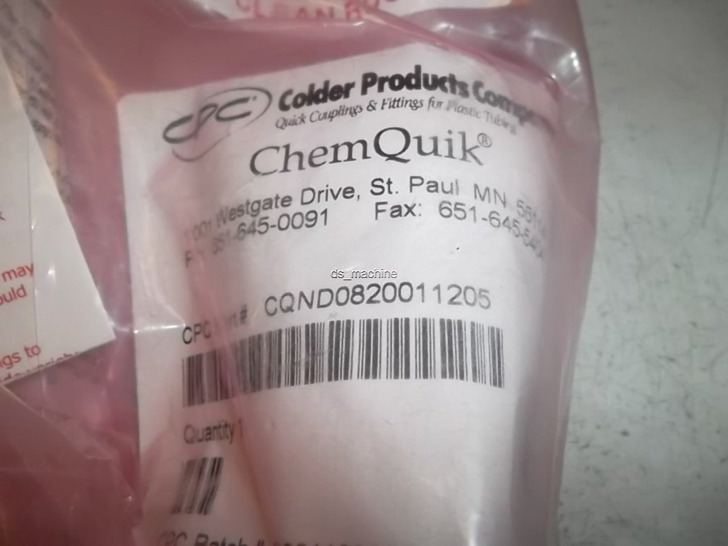 New CPC Colder CQND0820011205 ChemQuik High Purity Quick Disconnect Coupling PTFE