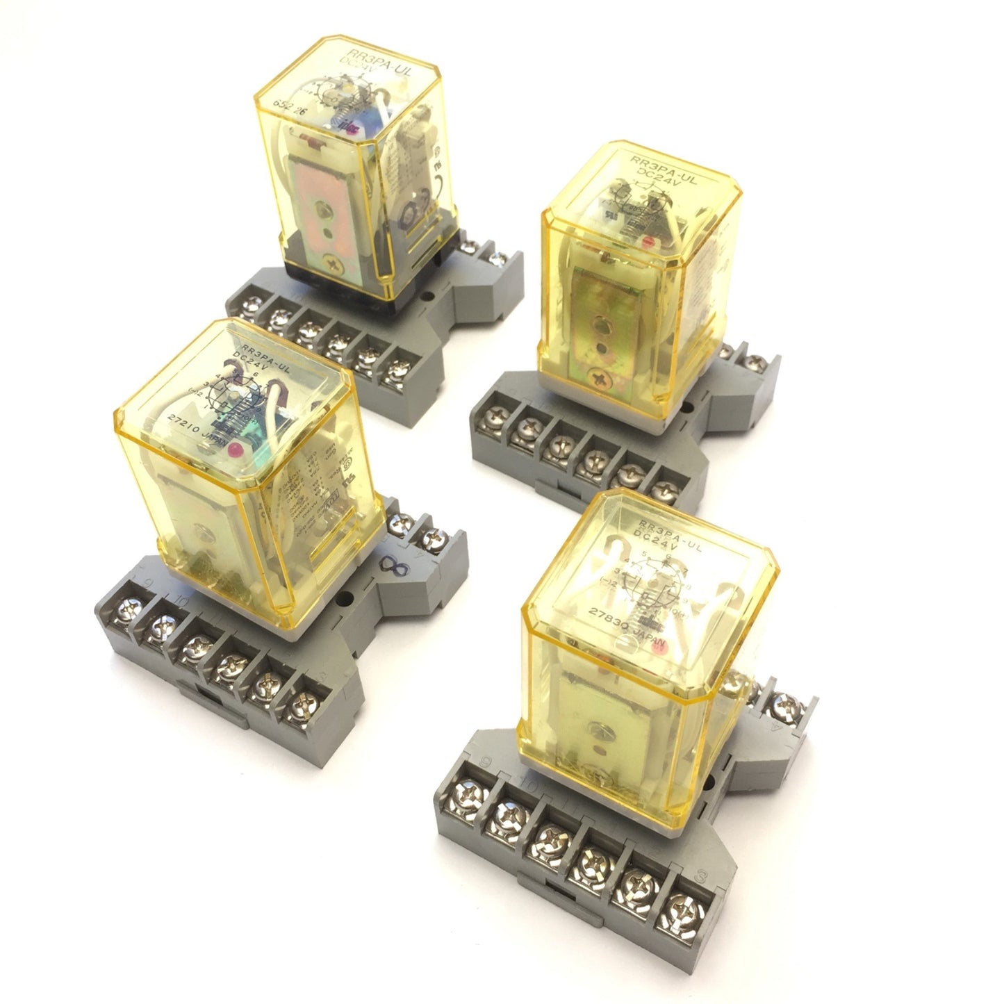 Used Lot of 4 Idec RR3PA-UL Ice Cube Relays Coil Voltage: 24VDC w/Socket Base