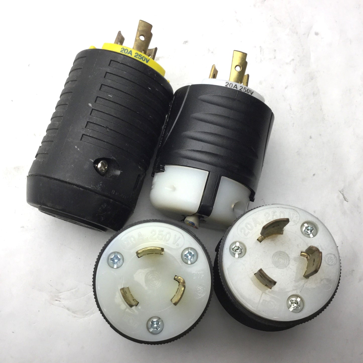 Used Lot of 4 Miscellaneous Twist-Lock Male Plugs, Rating: 20A 250V 2P 3W