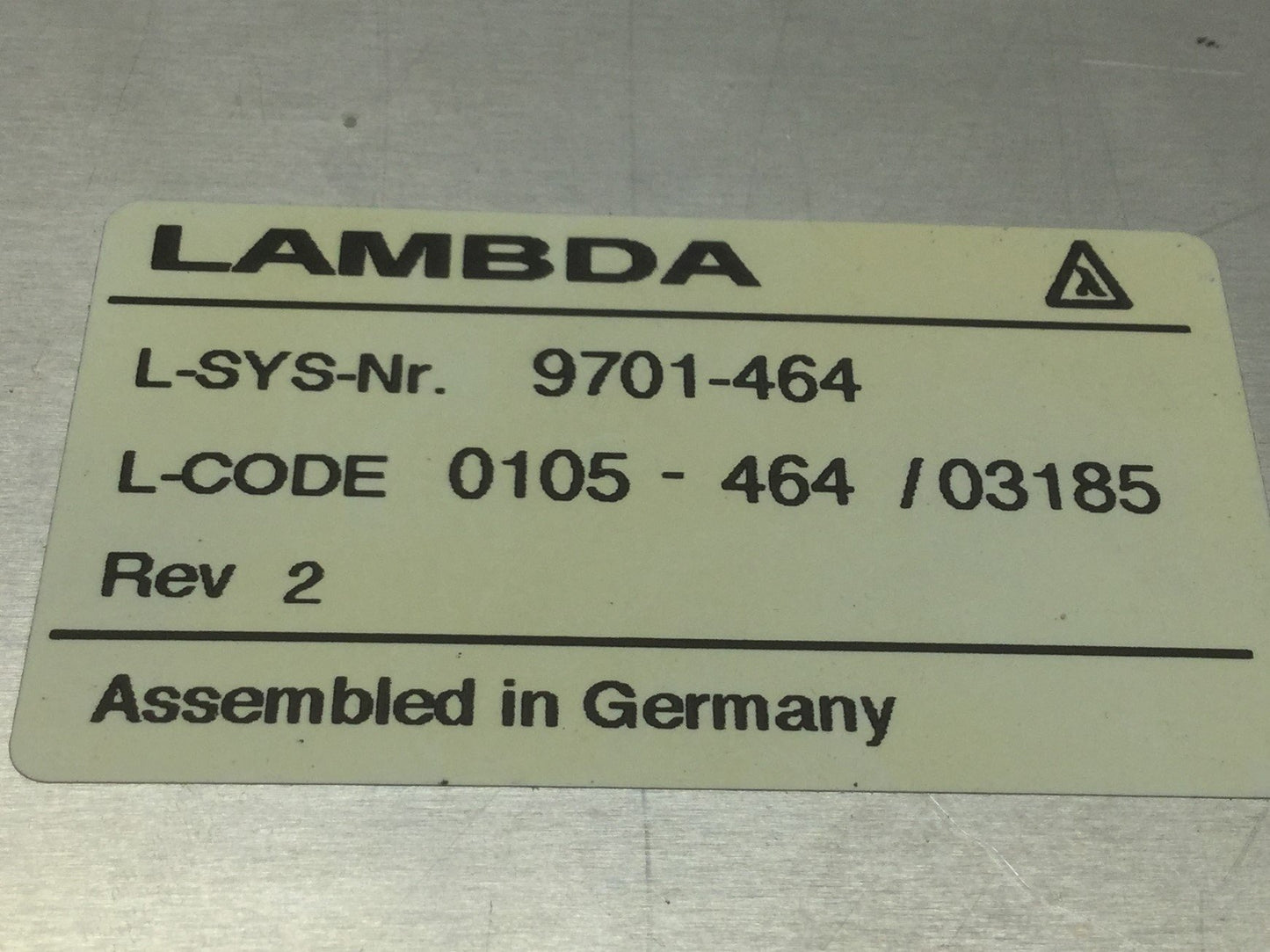 Used Lambda 9701-464 Power Supply In: 100-120/200-240VAC Out: 24VDC 5A Rev 2
