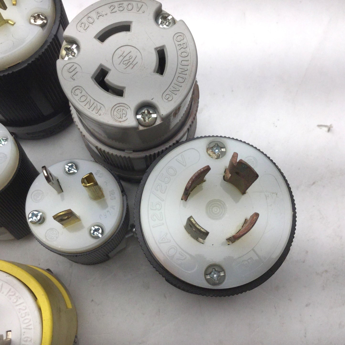Used Lot of 7 Miscellaneous 20A Connector Plugs, 125V, 250V, 480V