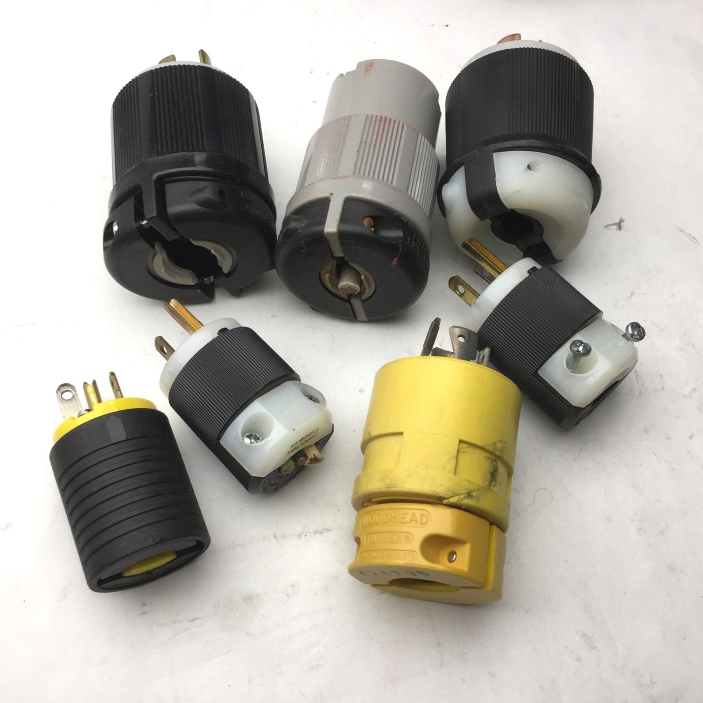 Used Lot of 7 Miscellaneous 20A Connector Plugs, 125V, 250V, 480V