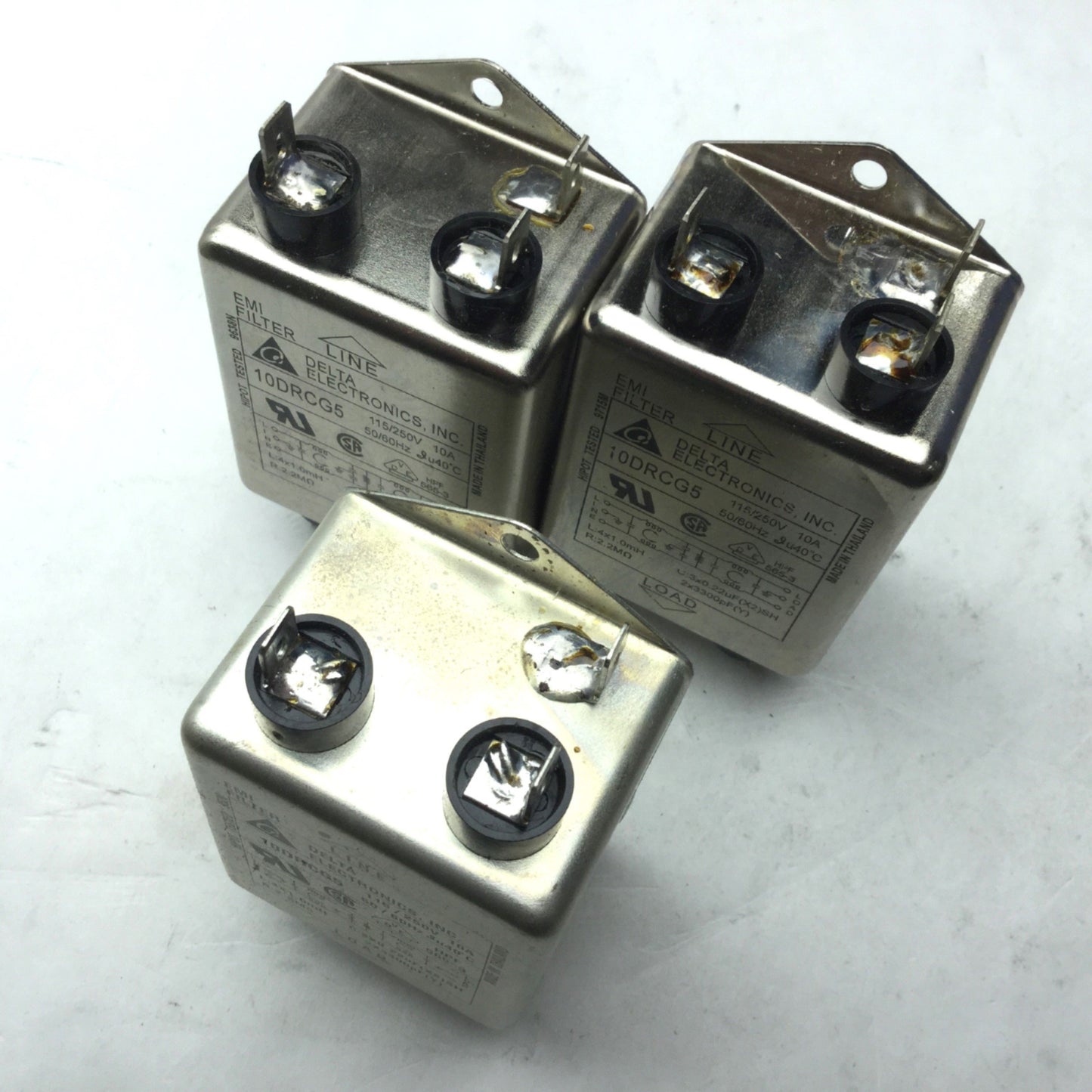 Used Lot of 3 Delta 10DRCG5 Line Filter, 115/250VAC, 10A, 50/60Hz