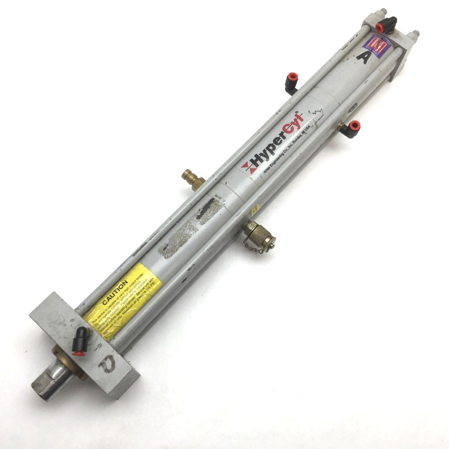 Used Aries HyperCyl HPI-1-2-25-FH Hydra-Pneumatic Cylinder, Stroke: 2", 1/8" NPT