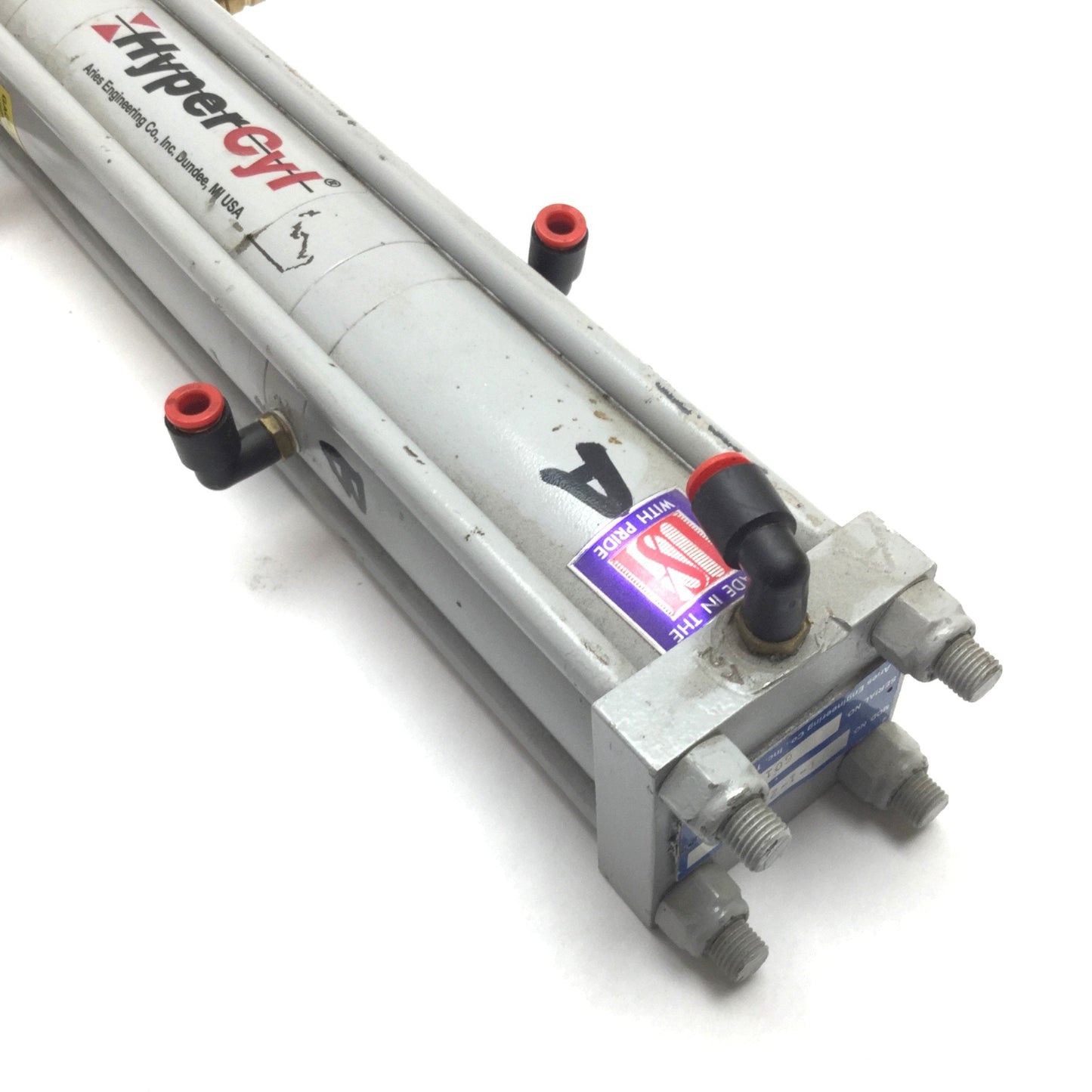 Used Aries HyperCyl HPI-1-2-25-FH Hydra-Pneumatic Cylinder, Stroke: 2", 1/8" NPT