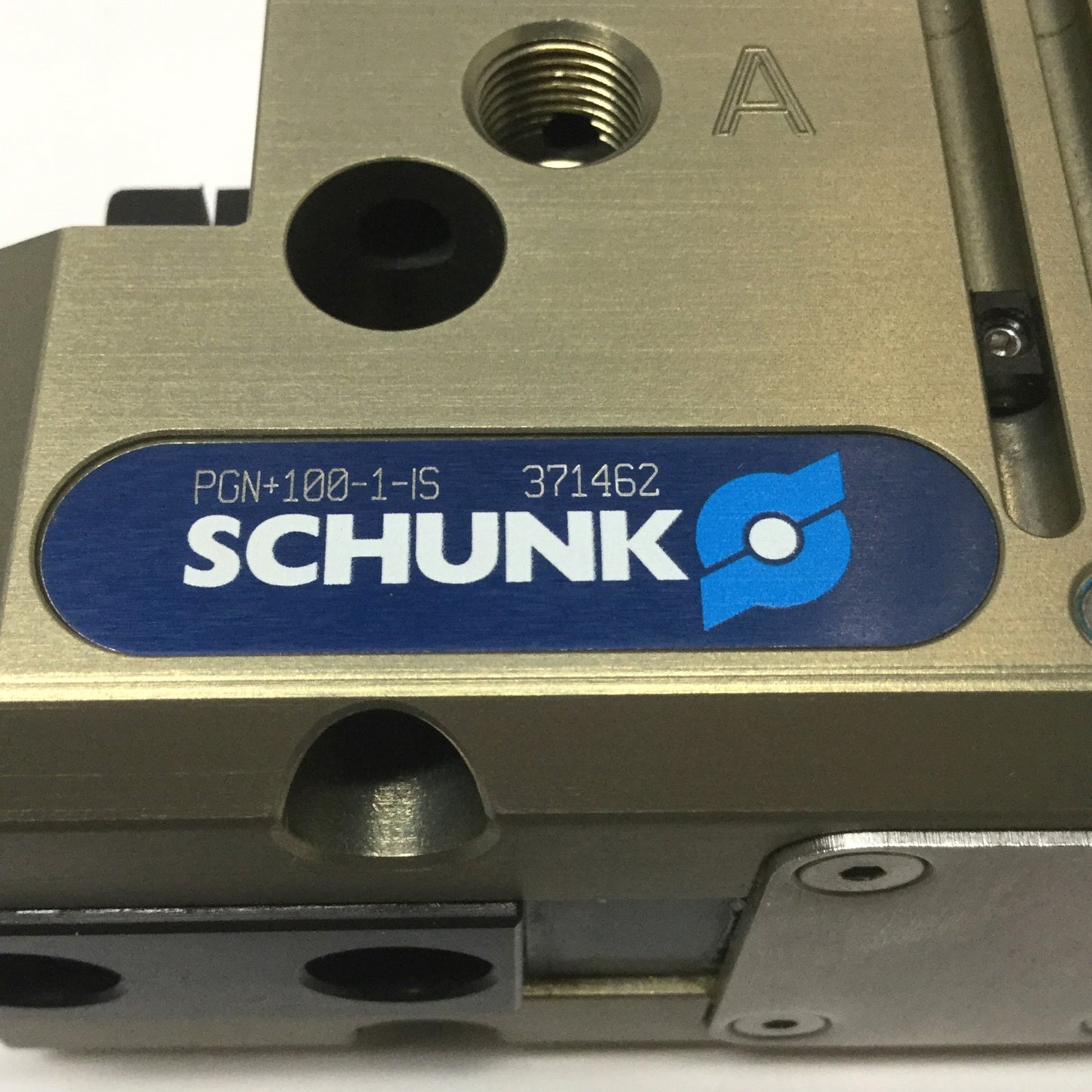 Used SCHUNK PGN+100-1-IS Parallel Gripper, 2-Jaw, 10mm Stroke, 87psi, 965N Force
