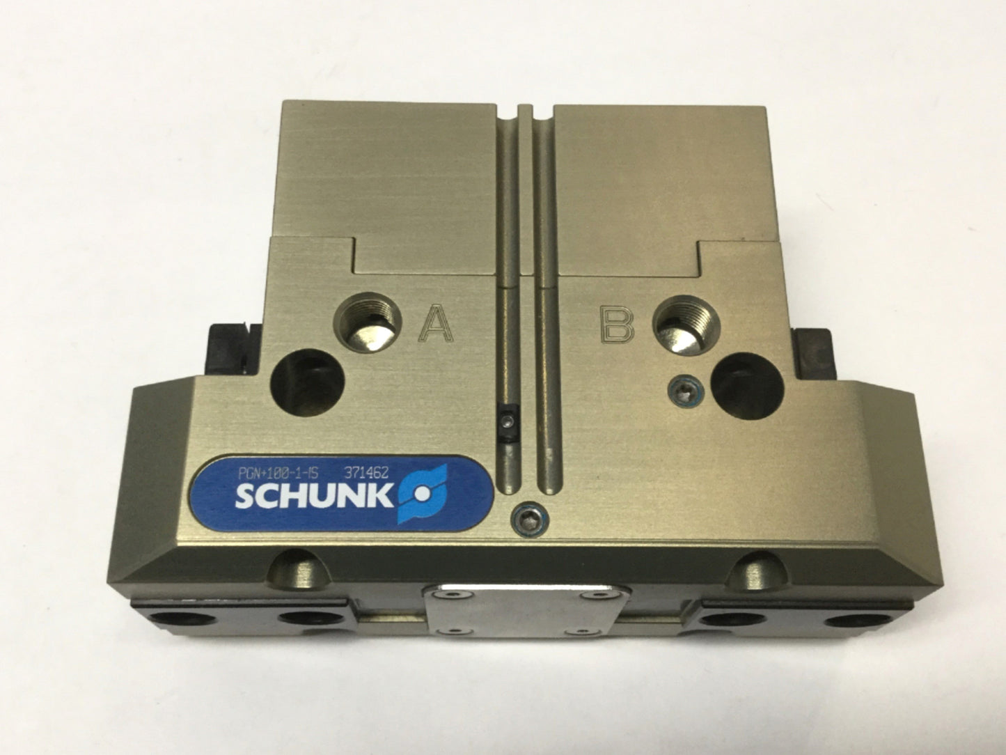 Used SCHUNK PGN+100-1-IS Parallel Gripper, 2-Jaw, 10mm Stroke, 87psi, 965N Force