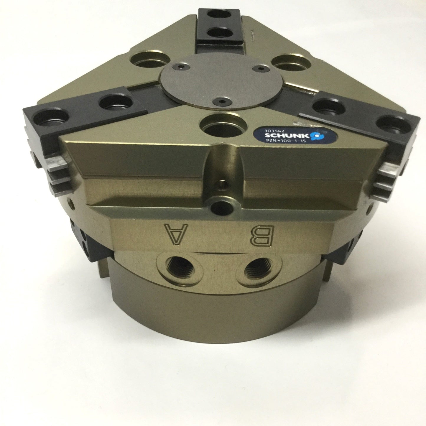 Used SCHUNK PZN+100-1-IS Centric Gripper, 3-Jaw, 10mm Stroke, 87psi, 2700N Force
