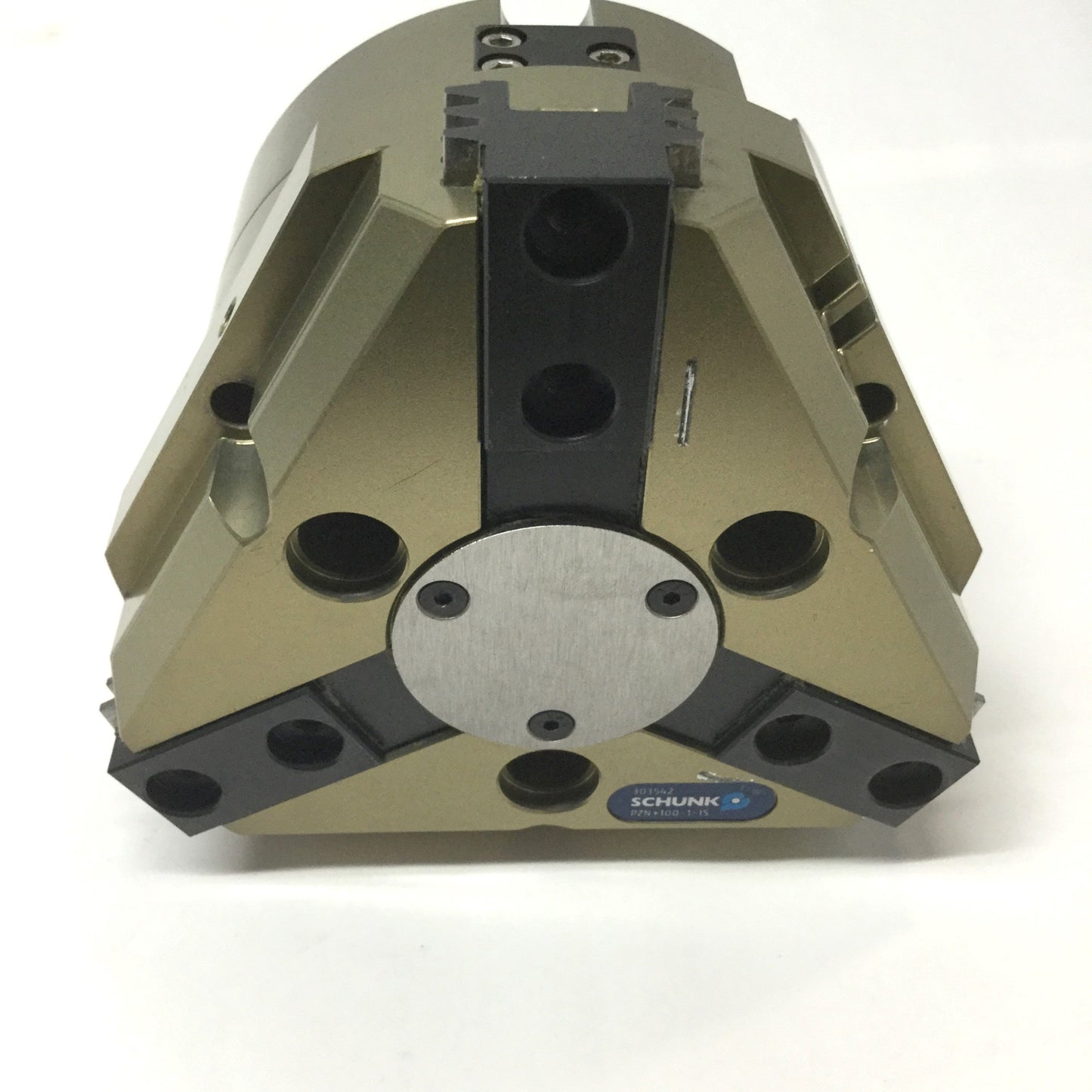 Used SCHUNK PZN+100-1-IS Centric Gripper, 3-Jaw, 10mm Stroke, 87psi, 2700N Force