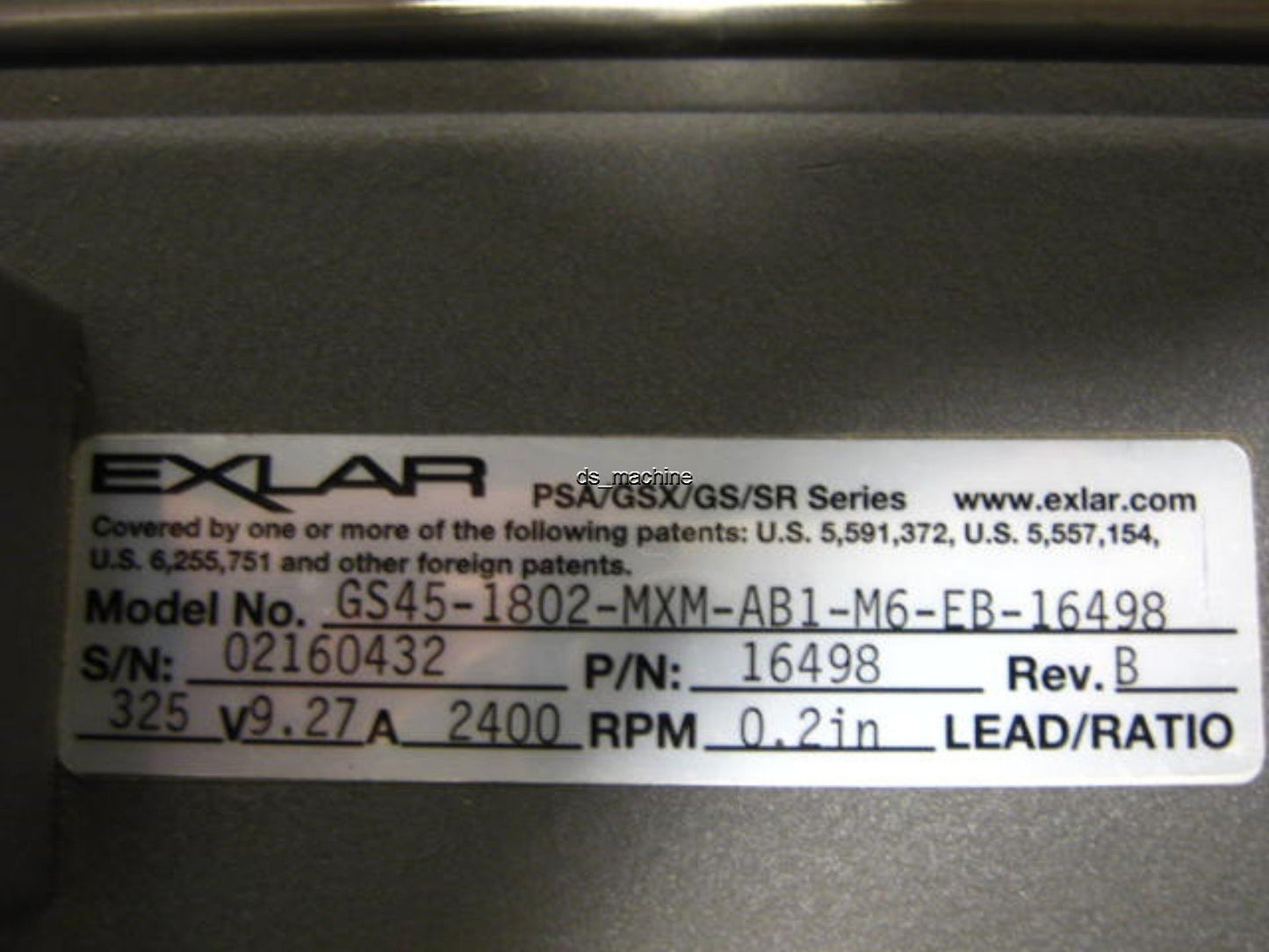 Used Exlar GS45-1802-MXM-AB1-M6-EB Roller Drive Servo Controlled Actuator, GS Series