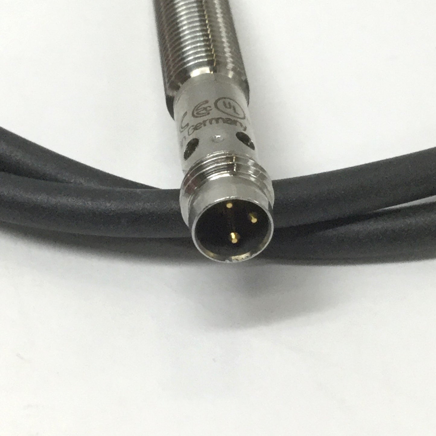 Used IFM IEC201 Inductive Proximity Sensor Switch PNP-NO, 2mm Range w/M12 3-Pin Cable