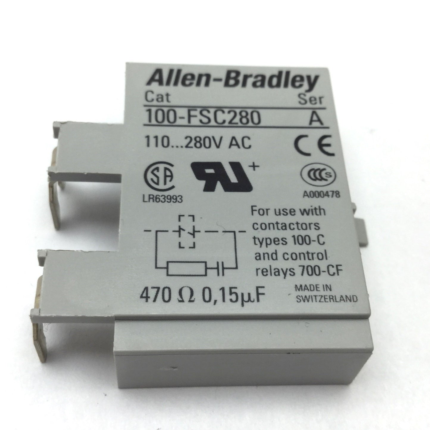 Used Lot of 6 Allen Bradley 100-FSC280 RC Surge Suppressor Modules 110-280VAC, 100-C
