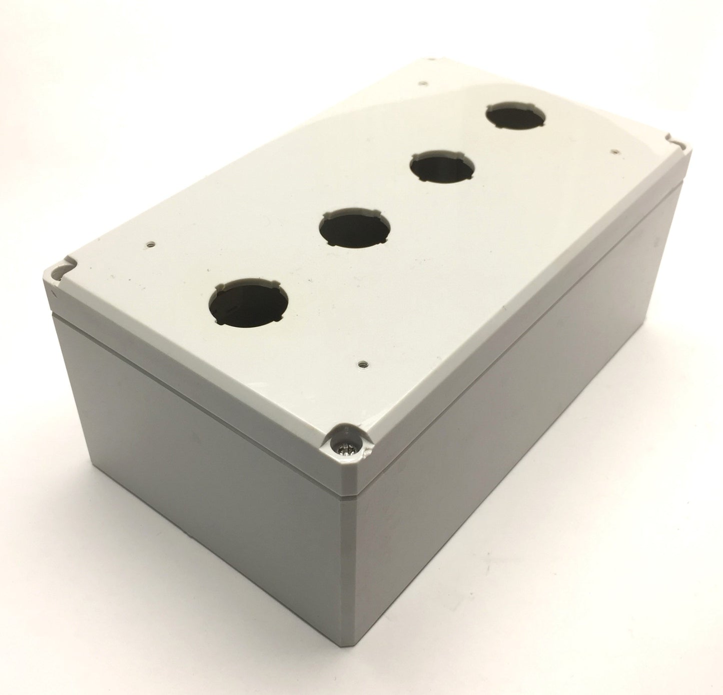 Used Hoffman Q4PBPCDM Pushbutton Enclosure 4-Hole 22.5mm, 200mm x 120mm x 87mm *Holes