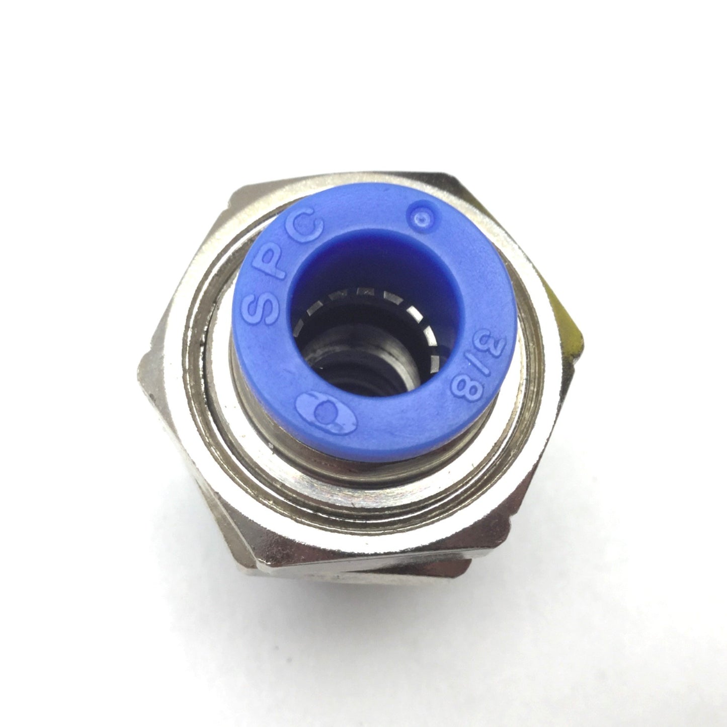 Used Lot of 3 SPC Through-Wall Straight Connector, 3/8" Push Connect Tube Fitting