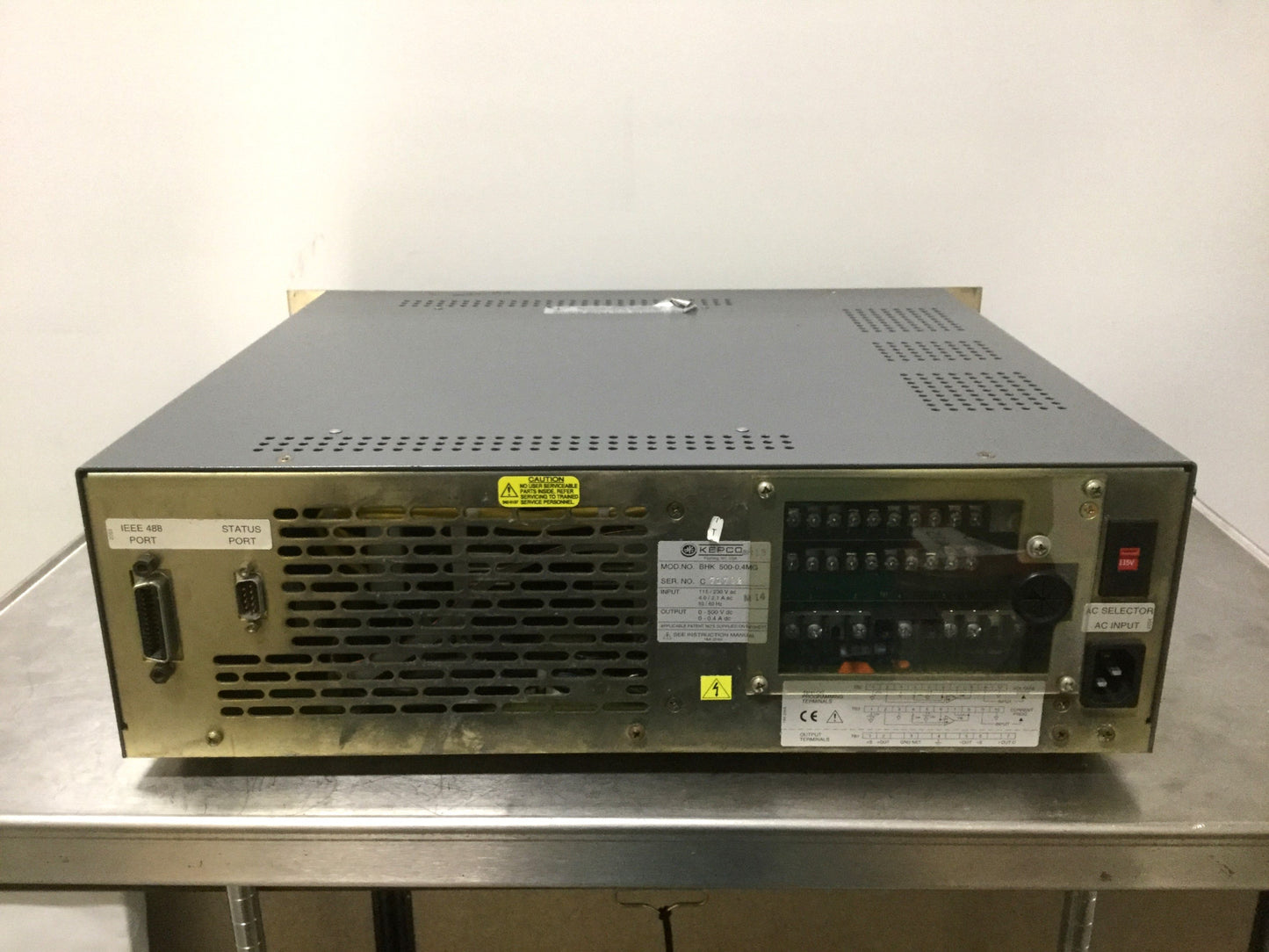 Used Kepco BHK 500-0.4MG DC Power Supply Out: 500V 400mA 200W, In: 115/230VAC 50/60Hz