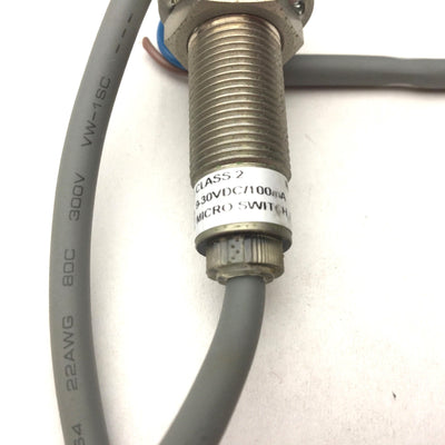 Used Honeywell 996AB12BT-B2 Inductive Proximity Sensor, 9-30VDC, 12mm Diameter, N.O.