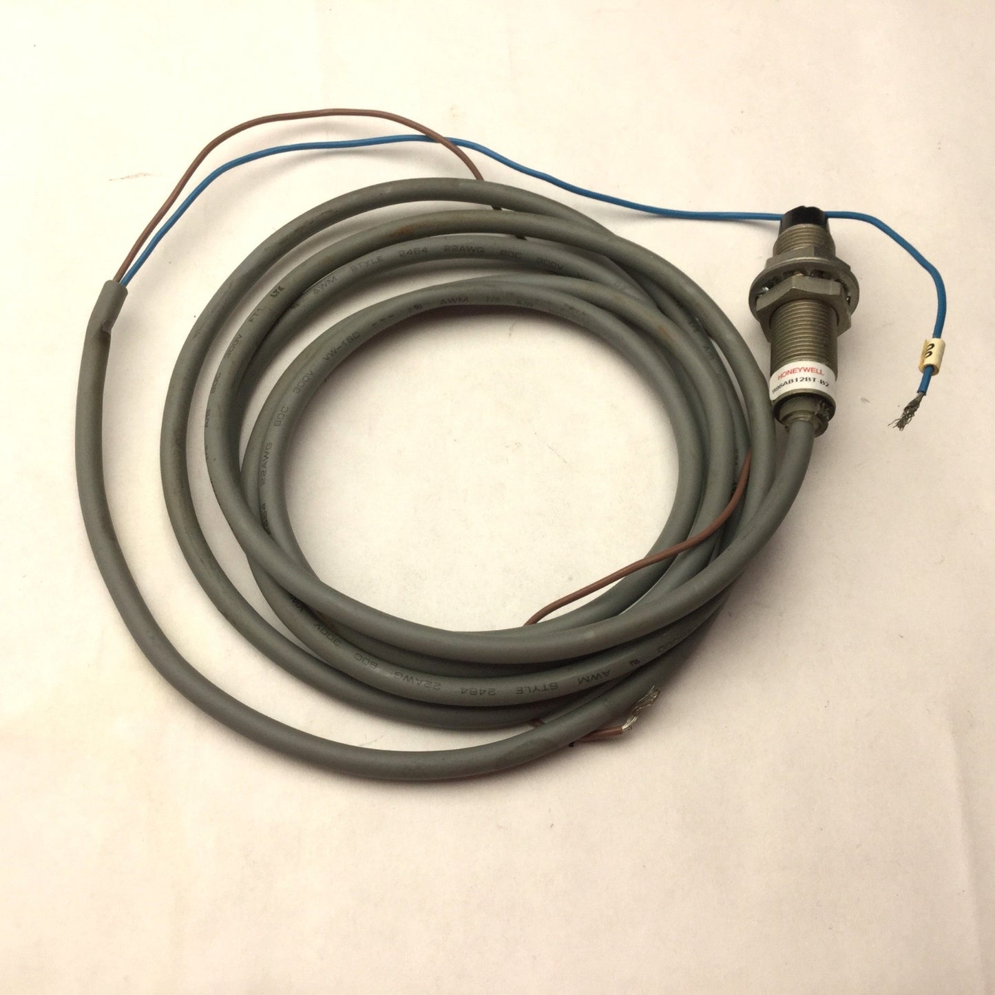 Used Honeywell 996AB12BT-B2 Inductive Proximity Sensor, 9-30VDC, 12mm Diameter, N.C.