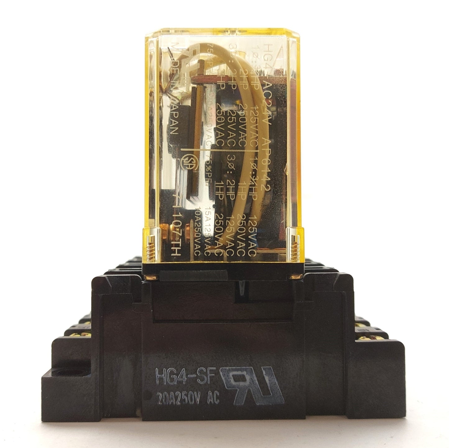 Used Panasonic HG4-DC24V Power Relay, 4PDT, 24VAC Coil, 250VAC 20A Contacts