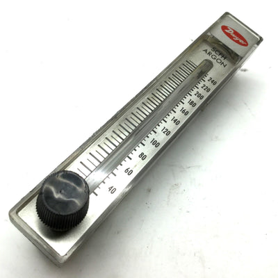 Used Dwyer 57-167872-00 Argon Flow Meter, 0-245 SCFH, 1/8"NPT, 8.75" x 2.75 x 1.5"