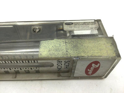 Used Dwyer 57-167872-00 Argon Flow Meter, 0-245 SCFH, 1/8"NPT, 8.75" x 2.75 x 1.5"