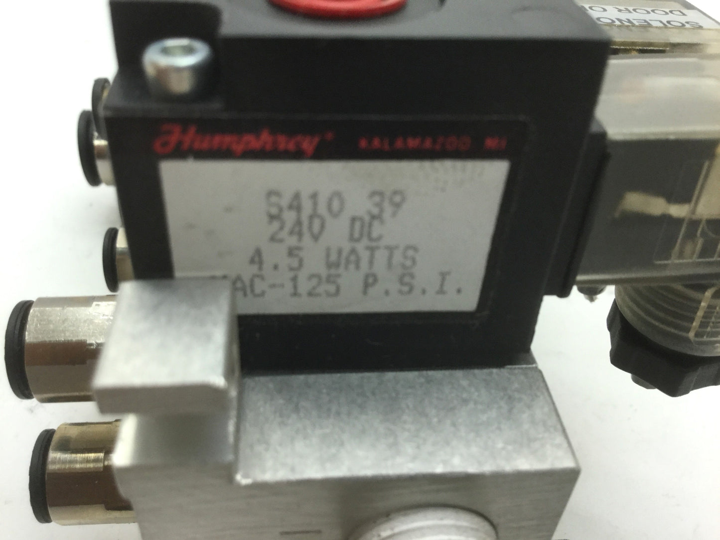 Used Humphrey Solenoid Pneumatic Valves 3x S310 & 2x410, Voltage: 24VDC, 125 PSI