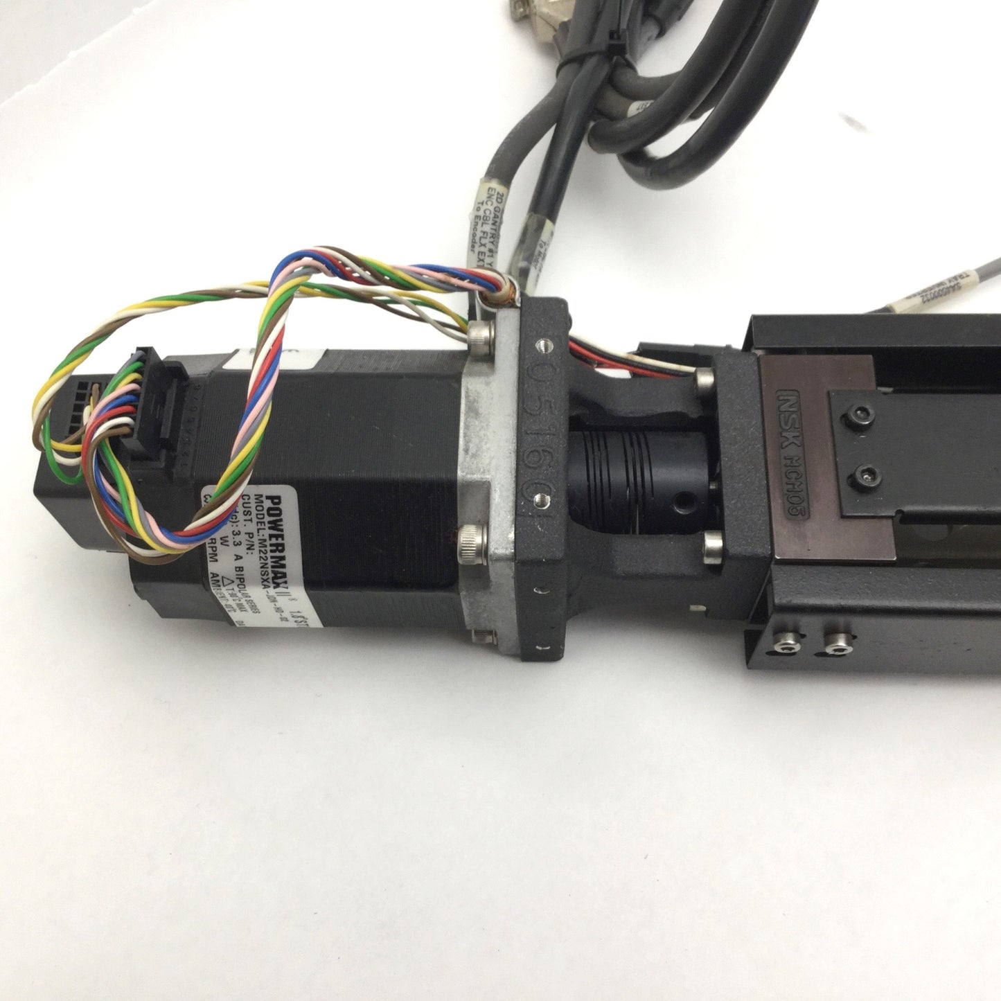 Used Pacific Scientific M22NSXA-JDN-HD-02 Stepper, NSK MCM05 Actuator, Travel: 470mm