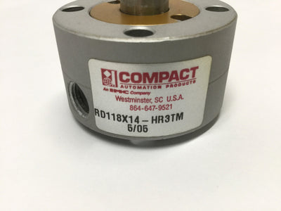 Used Compact RD118X14-HR3TM Double Rod Air Cylinder 1-1/8" Bore, 1/4" Stroke, 1/8"NPT