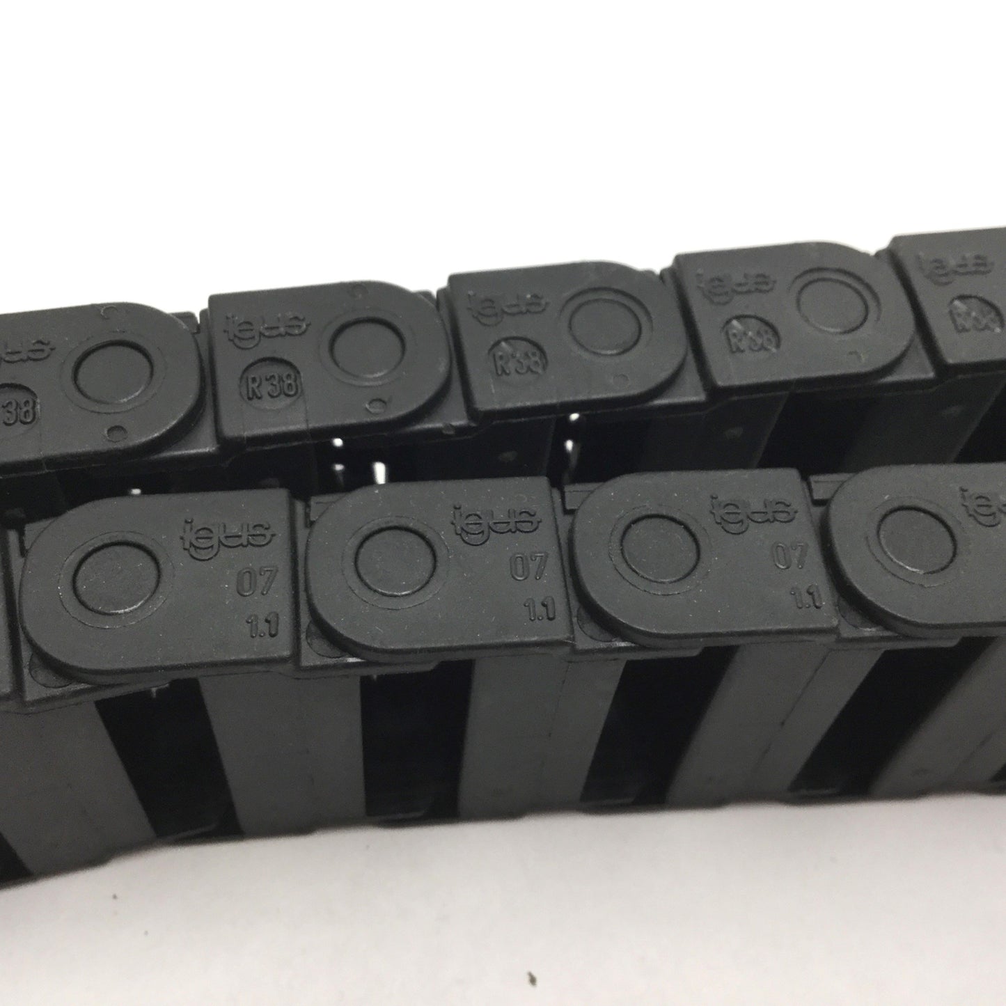 Used Lot of 2 Igus R38 21 Link Energy Chain 18-1/4" Long, 1-1/2" Width, Height 5/8"