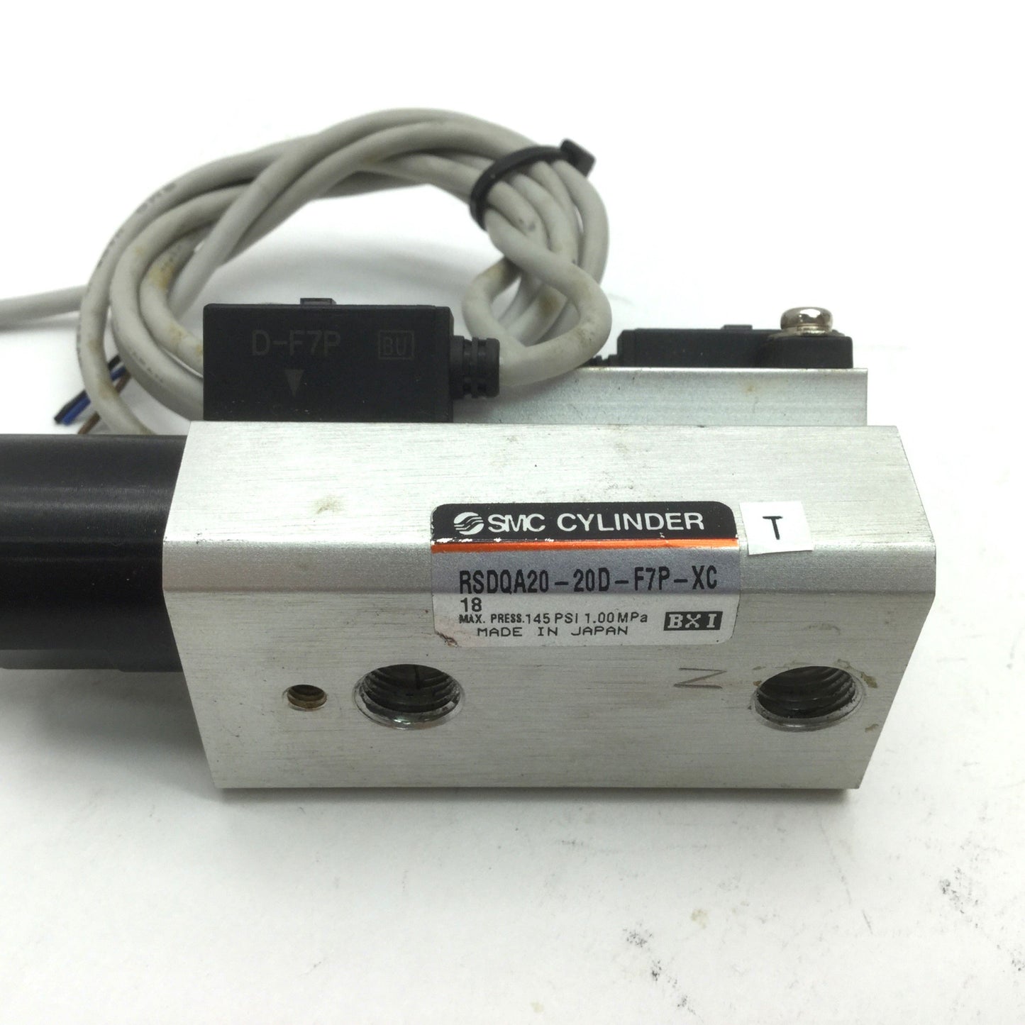 Used SMC RSQA20-20D-F7P Compact Stopper Cylinder Bore: 20mm Ports: 1/8" Rc, 2x D-F7P