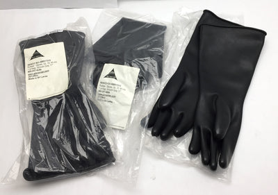 Open box Lot of 3 Renco R31-RBR17310 Rubber Gloves Sz 10, 45 mil, Smooth Grip, Black, 17"