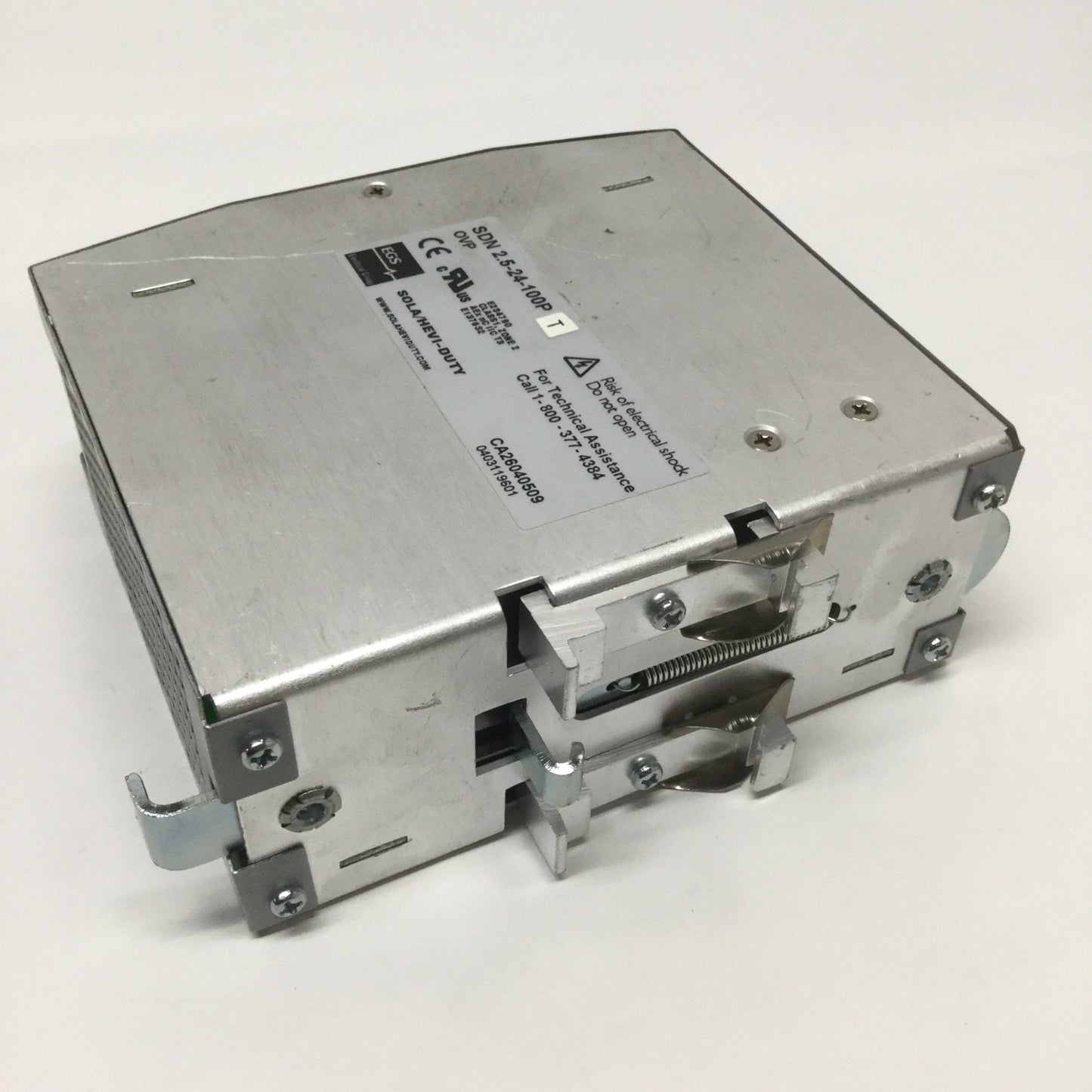 Used Sola SDN 2.5-24-100P DIN Rail Power Supply 115/230VAC Input, 24VDC 2.5A Output