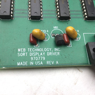 Used Web Technology LSC-5 970779 Sort Display Driver Board, Rev A, 8 Ports, 9-Pin