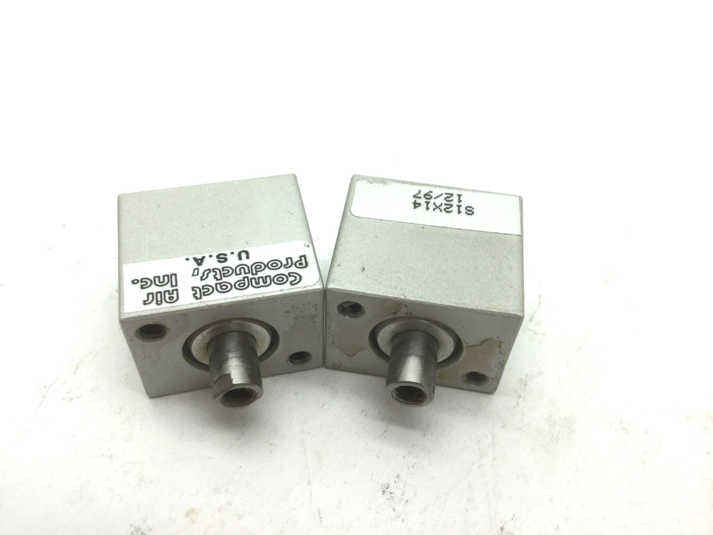 Used Lot of 2 Compact Air S12X14 Pneumatic Cylinders Bore 1/2" Stroke 1/4" 10-32UNF