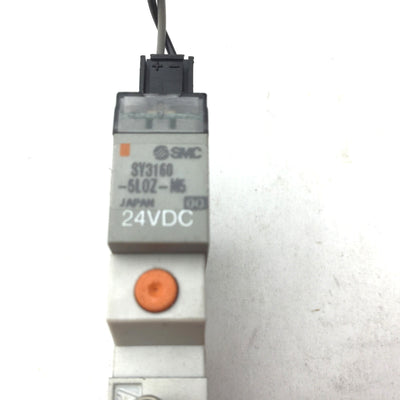 Used  SMC SY3160-5LOZ-M5 Pneumatic Solenoid Valve 24VDC, M5 Ports, 2-Position, 5 Port