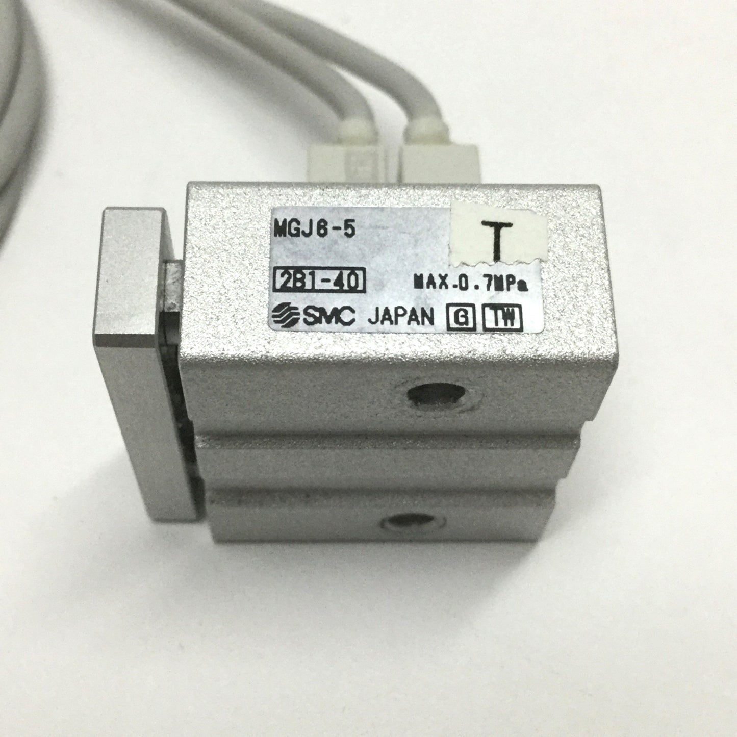 Used SMC MGJ6-5 Miniature Guide Rod Cylinder 5mm Stroke, 6mm Bore, w/ Switches
