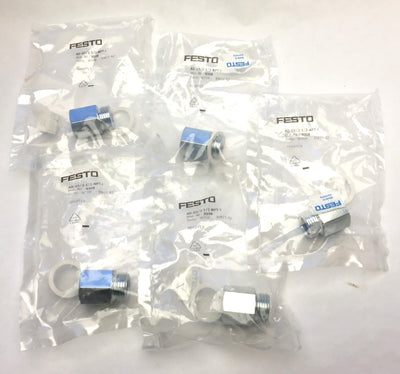 New Lot of 5 Festo AD-G1/2-1/2-NPT1 9398 Zinc Adapter G1/2 ISO Male x 1/2 NPT Female